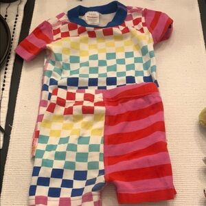 Colorful Checkered Baby shirt sleeve and shorts pajama set